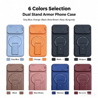 Coques de téléphone portable de luxe antichoc en TPU+PC avec double béquille pour IP17 Pro Max, protection coulissante de l'objectif, finition mate, tons neutres