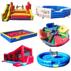 Outdoor large inflatable game bouncers jumping floating trims Inflatable Football Field Mechanical bullfighting bounce house