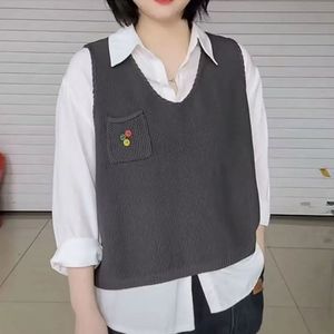 Chaleco de punto sin mangas informal de estilo extranjero con cuello cuadrado <span class=keywords><strong>para</strong></span> otoño/invierno, talla única - Product Image 3