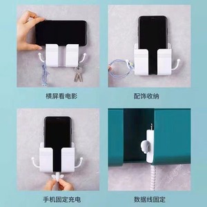 Wall Mounted Phone Holder With <b>Hook</b> No Drill Installation For Bathroom Kitchen Bedroom Living Room Storage <b>Shelf</b> - Product Image 4