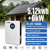 Système de stockage d'énergie solaire pour la maison, batterie LiFePO4 murale tout-en-un de 5,12 kWh, 51,2 V, 100 Ah, puissance nominale de 6 kW, sortie 230 V