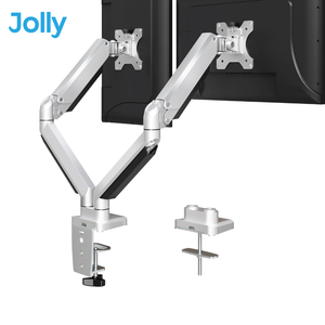 Support de bureau pour deux moniteurs en aluminium moulé sous pression argenté pour écrans d'ordinateur de 14 à 32 pouces - Product Image 1