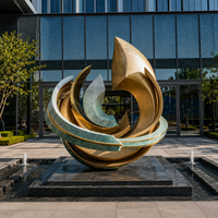 Estatua de Bronce Abstracta Contemporánea Personalizada, Pieza de Arte Metálico Hecha a Mano a Gran Escala para Decoración de Sede Corporativa y Parques