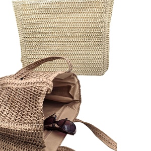 Sac en paille brodé personnalisé HKZB pour femmes, grande capacité, sac fourre-tout carré tissé, parfait pour les vacances à la plage - Product Image 4