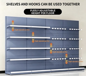 Supermarket <b>Shelves</b> Double-Sided Metallic Light Duty Storage Display <b>Rack</b> Gondola Wall - Product Image 6