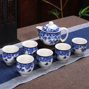 Wholesale Teapot and Cup Chinese tea sets Vintage Ceramic Blue and white Porcelain Tea Coffee Pot Cup Set Tea For One Teapot Set