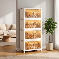 Meuble de rangement pliable à 5 niveaux en plastique avec roulettes, empilable et mobile, sans installation, en PP, pour dortoir (vente en gros)