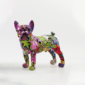 Decorazioni per la casa ornamenti per <span class=keywords><strong>animali</strong></span> artefatti colorati statue per cani resina Bulldog francese figurine scultura - Product Image 2