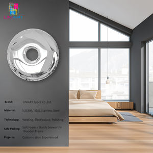 UNIART 3D cermin dipoles baja tahan karat liontin dinding rumah dekorasi patung kerajinan tangan logam donat menggantung dekorasi dinding - Product Image 3