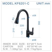 Robinet mitigeur en laiton extensible pour évier, pour la cuisine, pour montage sur pont, noir