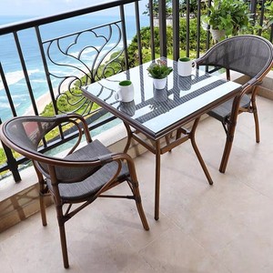Tables et chaises d'extérieur terrasse balcon chaise en rotin extérieur imperméable <span class=keywords><strong>jardin</strong></span> extérieur loisirs <span class=keywords><strong>table</strong></span> et chaise ensemble - Product Image 2