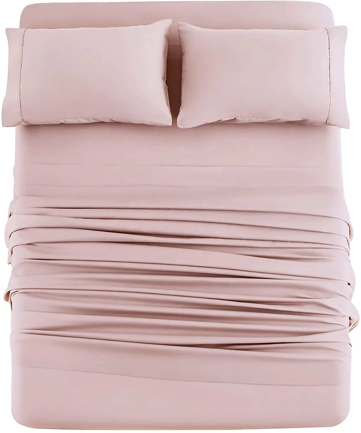 Bed Sheet Set 4 Pieces Brushed Microfiber Luxury with Soft Bedding Fade and Stain Resistant Queen, Blush Pink