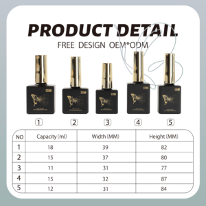 Nhãn Hiệu Riêng 12Ml 15Ml Rỗng Nail Polish Chai Với Bàn Chải 5G 15G 30G 50G Vuông Gel Lọ Với Nắp Mỹ Phẩm Jar Thủy Tinh Bao Bì - Product Image 3