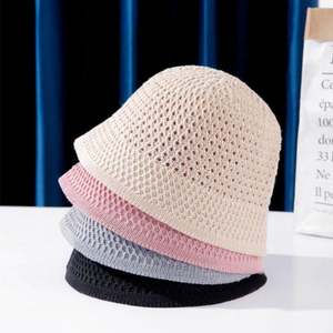 Sombrero de pescador de verano calado para mujer, tipo bucket, con protección solar, de malla transpirable tejida, personalizado - Product Image 2