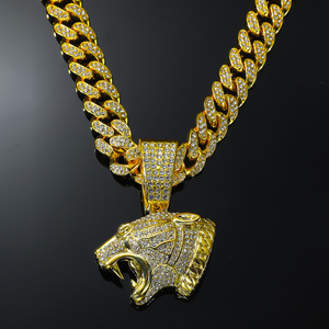 Collar con Colgante de Cabeza de Leopardo de Aleación, Diseño Popular y Personalizable, Venta Caliente, Joyería de Moda para Hombre, Estilo Hiphop, Venta al Por Mayor - Product Image 2