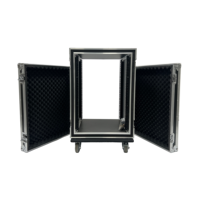 Flight case pour mixeur DJ 16U en aluminium et contreplaqué, fabriqué sur mesure, de haute qualité, avec 2 portes et mousse antichoc