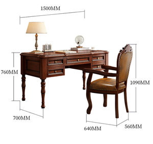 Set per Studio Domestico Scrivania in Legno Massello di Mogano con Sedia Libreria in Stile Americano Mobili Classici Tavolo da Studio e Ufficio - Product Image 6
