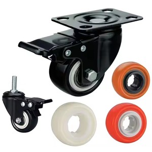 1.5 pouces 2 pouces petit pivotant pivotant pivotant 40mm Pu Pvc roulettes roues pour refroidisseur d'air - Product Image 3