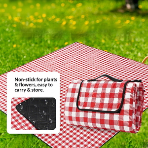 Tapis de camping et pique-nique pliable, léger, durable, grand format, imperméable, épais, à carreaux rouges et blancs, idéal pour les voyages en extérieur - Product Image 1