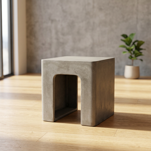 Modern Arch Square Fiber Concrete Side Table Architectural GFRC End Table for Indoor Outdoor Living Spaces - Product Image 1