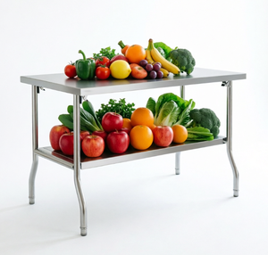 <span class=keywords><strong>Table</strong></span> <span class=keywords><strong>pliante</strong></span> en acier inoxydable de haute qualité, <span class=keywords><strong>table</strong></span> de préparation de qualité commerciale, pieds renforcés, sans roulettes, finition polie <span class=keywords><strong>pour</strong></span> restaurant - Product Image 1