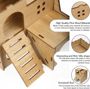 Precio personalizado hámster casas de mascotas muebles de madera gran escondite hámster Chinchillas con tobogán - Product Image 4