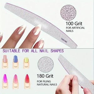 <span class=keywords><strong>Lime</strong></span> à ongles lavable en émeri, grain 100/180, <span class=keywords><strong>lime</strong></span> à ongles demi-lune pour manucure - Product Image 3