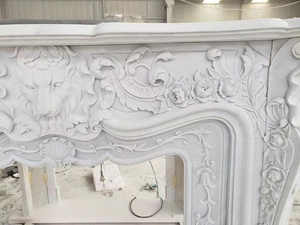 เตาผิงหินหินอ่อนสีขาวอิสระแบบทันสมัยสำหรับวิลล่าของตกแต่งในร่ม - Product Image 3