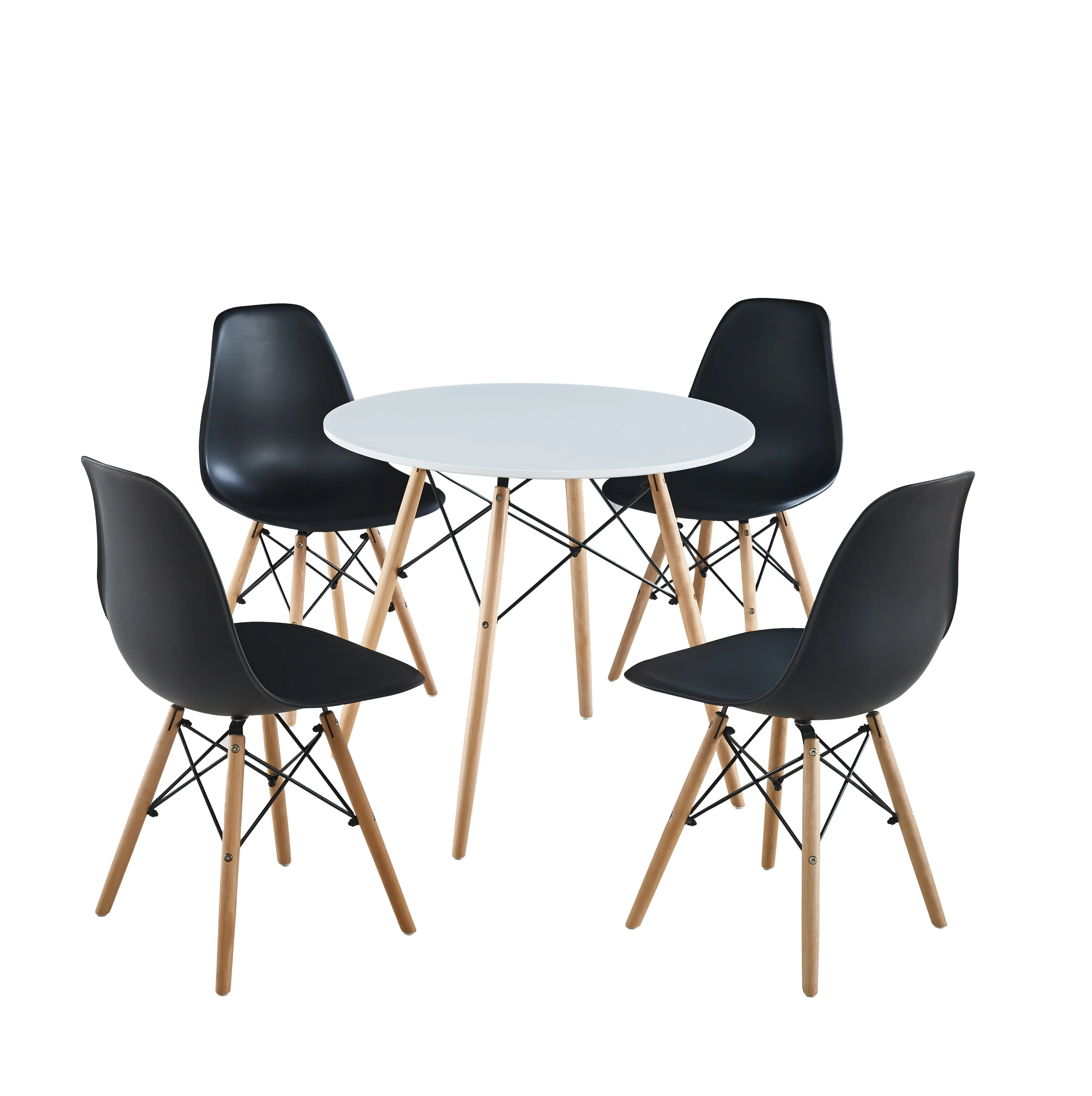 European Design Sand Blasted Black Finish Solid Mango Wood Round Dining Table For Dining Room And Hotel Furniture