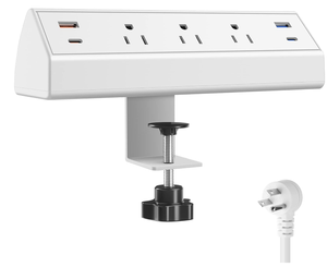 Tira de alimentación con abrazadera de escritorio, protector contra sobretensiones de montaje en escritorio, estación de carga rápida de 40W, 2 puertos USB C PD 20W, 3 salidas, borde de mesa - Product Image 6