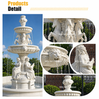 Fontaine d'eau en marbre blanc Mily avec statues sculptées de femmes et de chevaux, style européen, personnalisable pour villa, jardin extérieur