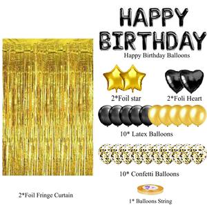 Set balon huruf Selamat Ulang Tahun 16 ", dekorasi perlengkapan pesta Prom payet hitam - Product Image 6