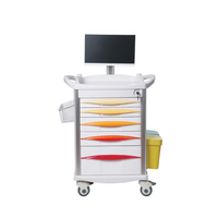 Chariot de surveillance patient d'urgence en ABS haute résistance avec système de tiroirs modulaires, roulettes à frein silencieux, certifié CE ISO pour hôpital