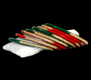Exquisite Danta Gems Set 8 Enamel Lac <b>Bangles</b> Red Green Handmade Trendy <b>Indian</b> Jewelry for Women Bridal Functions Ethnic Outfits - Product Image 2