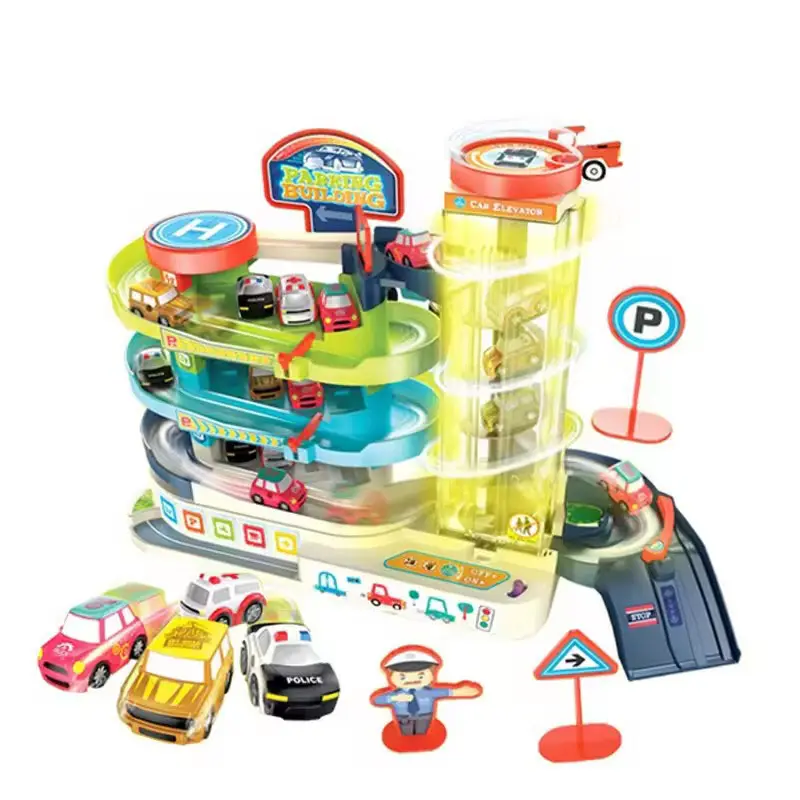 Dowellin Slot Toy Car Sets Race Tracks Toy Set Puzzle Rail Parking Car City Rescue Coche de juguete educativo