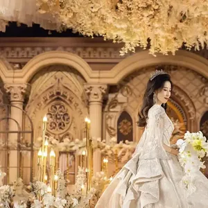 Miguo Đám Cưới Đạo Cụ 5 Đầu Vàng Đường Ngọn Lửa Hình Dạng Đèn Đám Cưới Hội Trường <span class=keywords><strong>T</strong></span> Sân Khấu Bố Trí Sắ<span class=keywords><strong>t</strong></span> Hình Học Đường Dẫn - Product Image 2