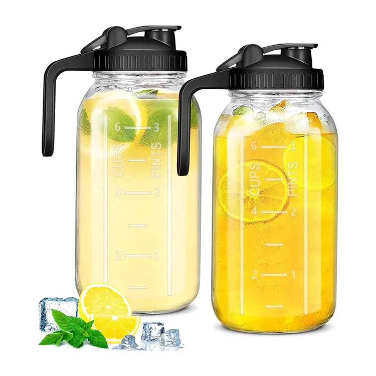 New Arrival Multi-Purpose 32oz 64oz Glass Mason Jar With Handle Fruit Juice Storage Jars With Stainless Steel Filter