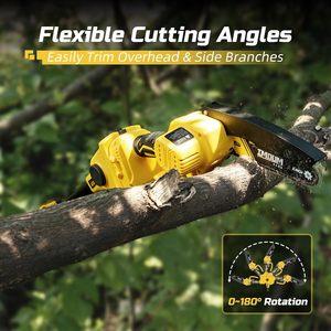 Scie à perche électrique pour l'élagage des arbres, mini-tronçonneuse de 6 pouces avec rotation à 180° ° Tête réglable et poignée rotative, pour la taille des branches hautes - Product Image 5