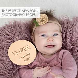 Hermosas Tarjetas de Madera Ecológicas para Fotografía de Bebés Recién Nacidos, Personalizadas con Grabado Mensual - Product Image 4