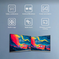 Tableau blanc interactif intelligent à écran tactile 4K de grande taille 55/65/75/86 pouces avec 20 points tactiles et système d'exploitation Android/Windows pour la salle de classe