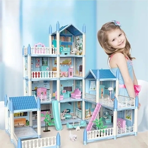 <span class=keywords><strong>Maison</strong></span> <span class=keywords><strong>de</strong></span> poupée à assembler soi-même, villa bleue, jouets, vente chaude - Product Image 4