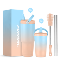 Gobelet à bière en acier inoxydable à Double paroi ODM 14oz 30oz, tasse de voyage isolée, tasse à café avec couvercle de poignée en paille et boîte de couleur de brosse