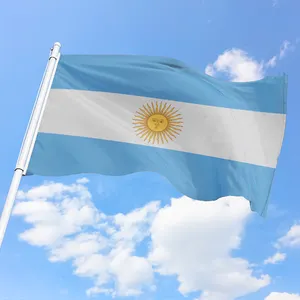 Bandera de Argentina 100% poliéster con arandelas de latón, listo para enviar producto promocional, 3x5 pies