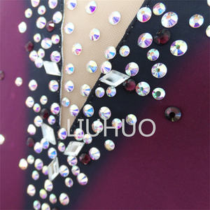 <span class=keywords><strong>Vestito</strong></span> da pattinaggio artistico per ragazze di <span class=keywords><strong>velluto</strong></span> impatto colore <span class=keywords><strong>bordeaux</strong></span> pattinatrice abito da donna - Product Image 4