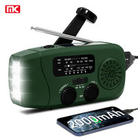 Radio AM/FM d'urgence extérieure avec lampe de poche solaire et à manivelle Conception portable Fonction de batterie externe en matière plastique