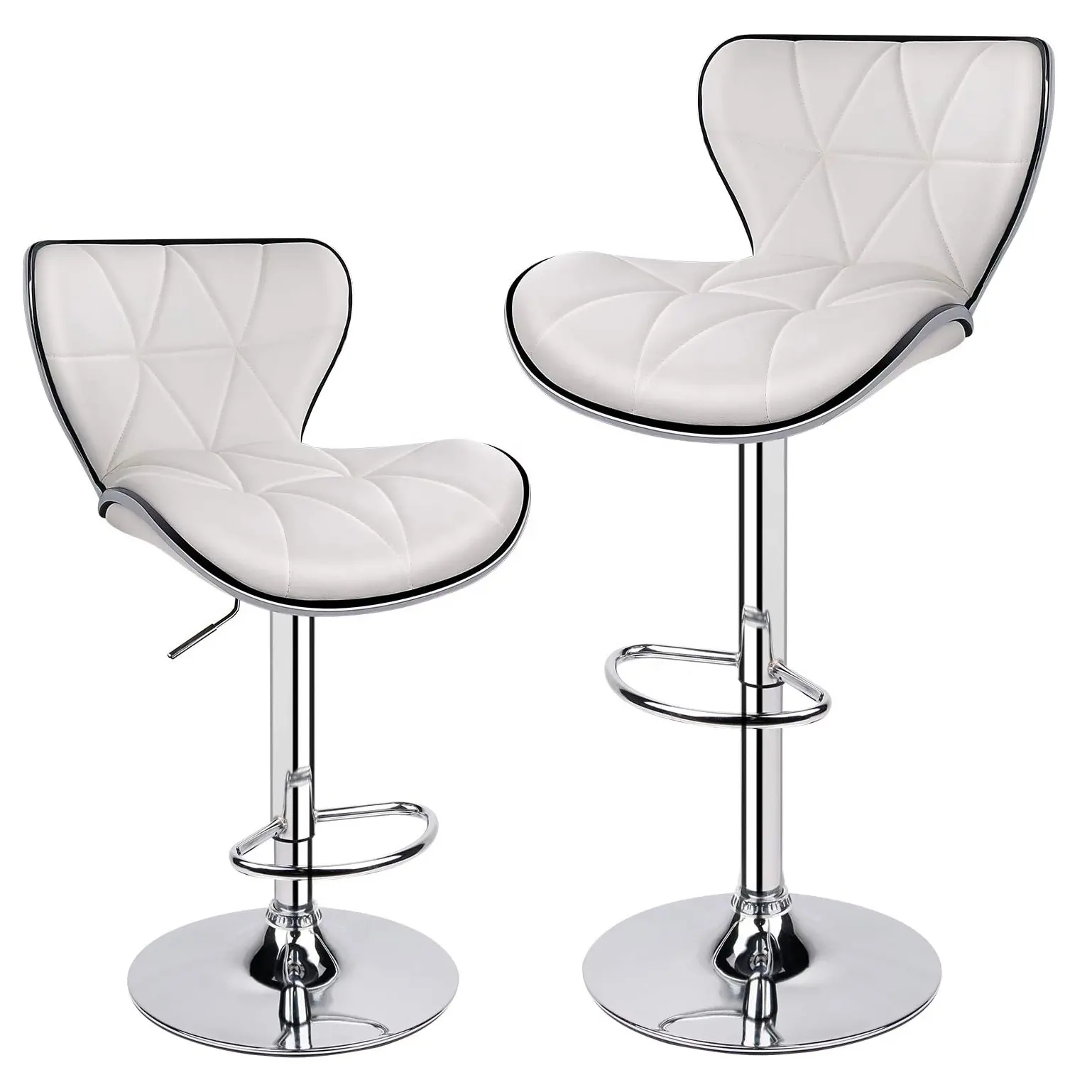 Avrupa tarzı beyaz Bar sandalyesi özelleştirilmiş tasarım bej sayaç yüksekliği Bar sandalyesi döner ayarlanabilir deri Bar sandalyesi mutfak için