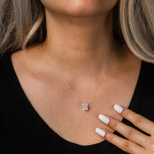 Bijoux délicats pour femmes <span class=keywords><strong>Collier</strong></span> flottant invisible en <span class=keywords><strong>nylon</strong></span> transparent avec zircon et diamant - Product Image 1