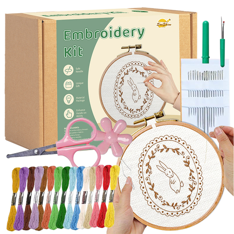 2026 Handmade Embroidery Cross Stitch Kit for Beginners Rabbit Shape Including Instruction and Threads