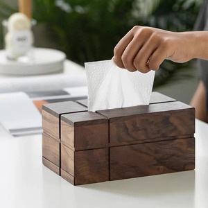 <b>Black</b> walnut solid wood tissue box, <b>square</b> shape, for home use, living room, <b>coffee</b> <b>table</b>, high-end, light luxury tissue - Product Image 3