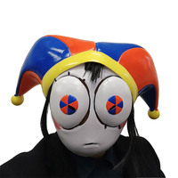 Costume de cosplay Pomni du cirque numérique incroyable de l'anime, masque en latex de dessin animé pour décorations, fête d'Halloween, masque de mascarade